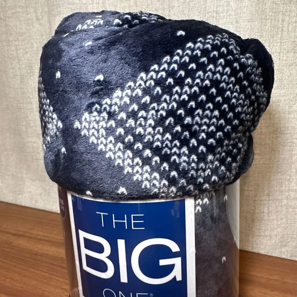 The Big One Navy Plush Throw Blanket 5 ft. by 6 ft.